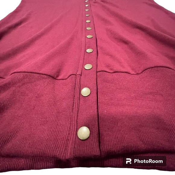 Soft Long Burgundy Cardigan Sweater w/ Snaps 2XL - Picture 4 of 14
